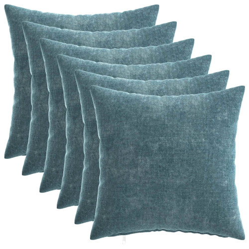 vidaXL Kuddöverdrag 6 st HEERLEN Blå 30 x 30 cm Chenilletyg