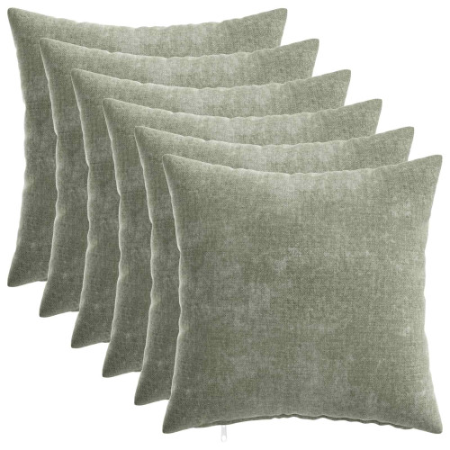 vidaXL Kuddöverdrag 6 st HEERLEN Grön 30 x 30 cm Chenilletyg