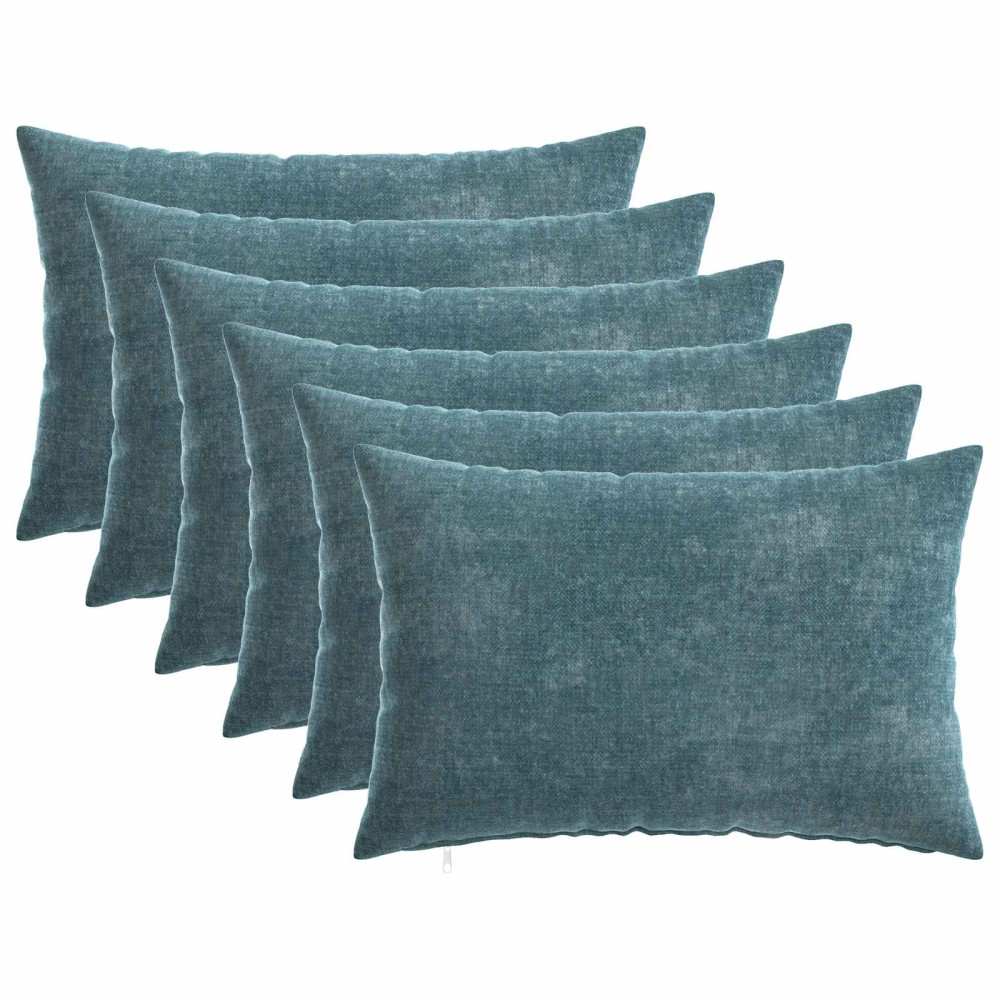 Produktbild för Kuddöverdrag 6 st HEERLEN Blå 30 x 50 cm Chenilletyg