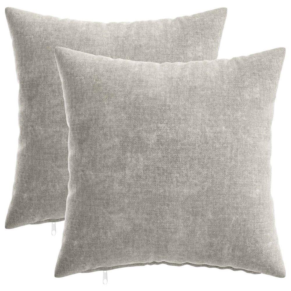 Produktbild för Kuddöverdrag 2 st HEERLEN Ljusgrå 35 x 35 cm Chenilletyg