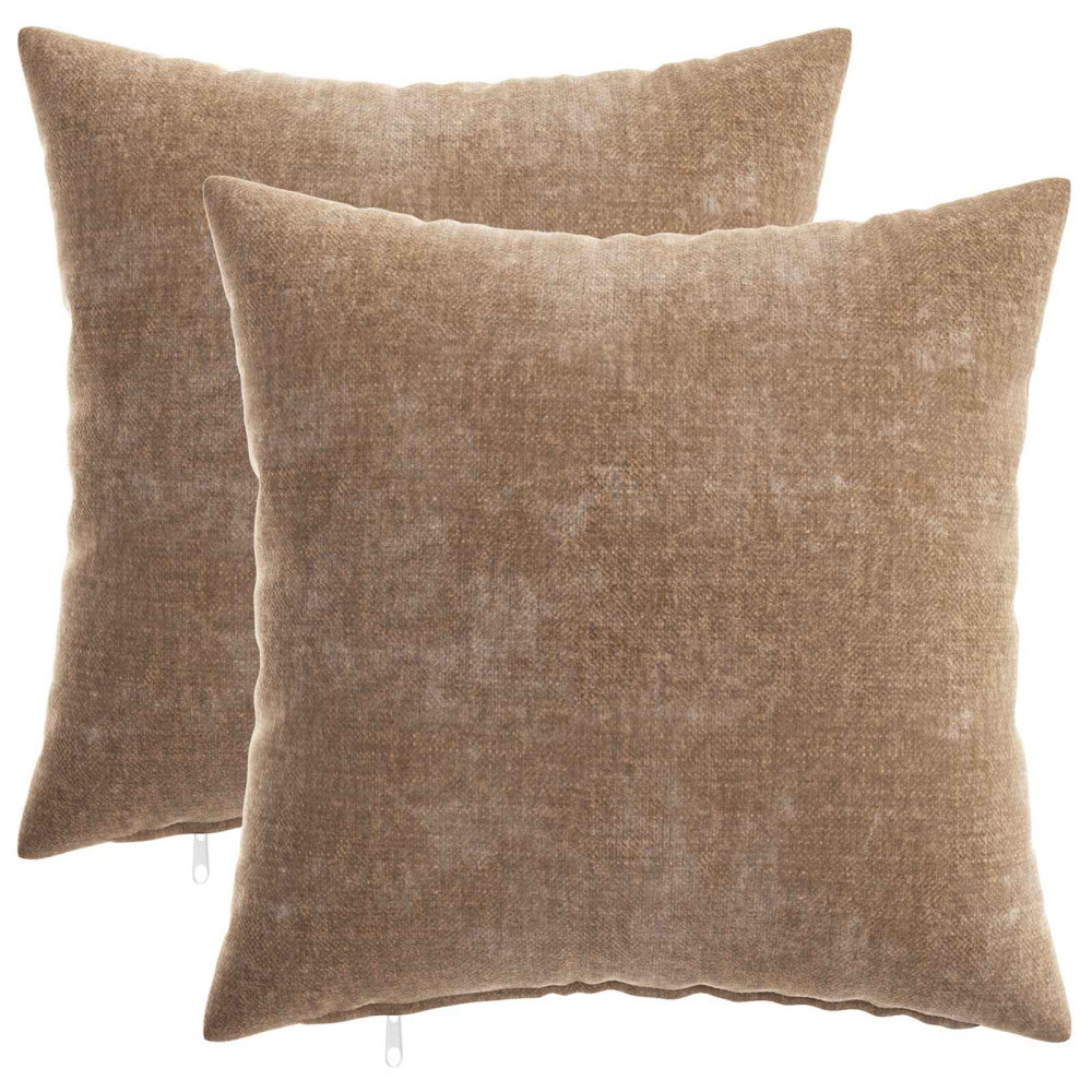 Produktbild för Kuddöverdrag 2 st HEERLEN Brun 35 x 35 cm Chenilletyg