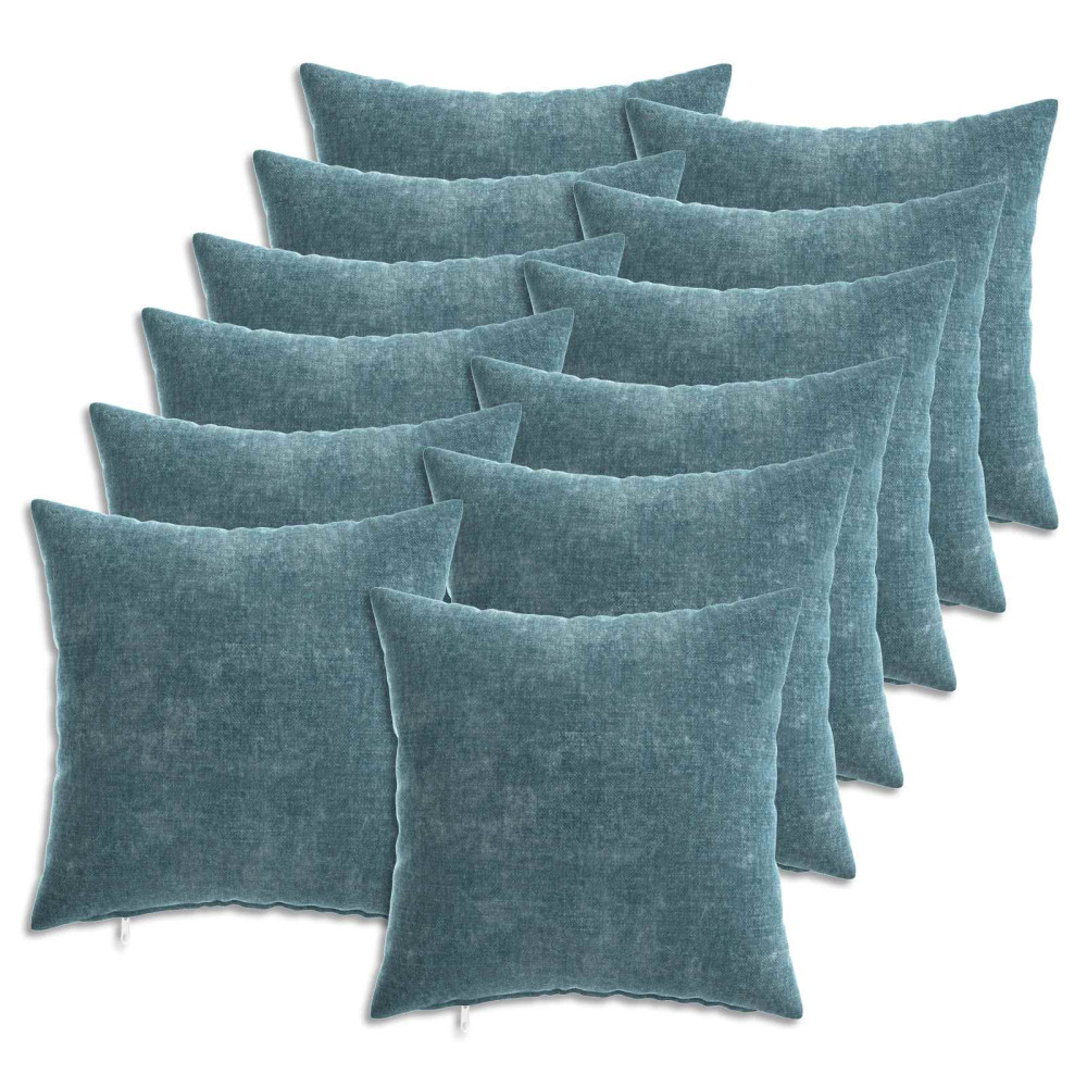 Produktbild för Kuddöverdrag 12 st HEERLEN Blå 40 x 40 cm Chenilletyg