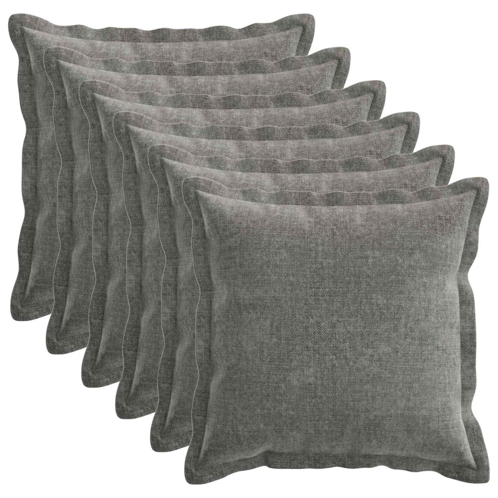 Produktbild för Kuddöverdrag 6 st HOUTEN Mörkgrå 30 x 30 cm Chenilletyg