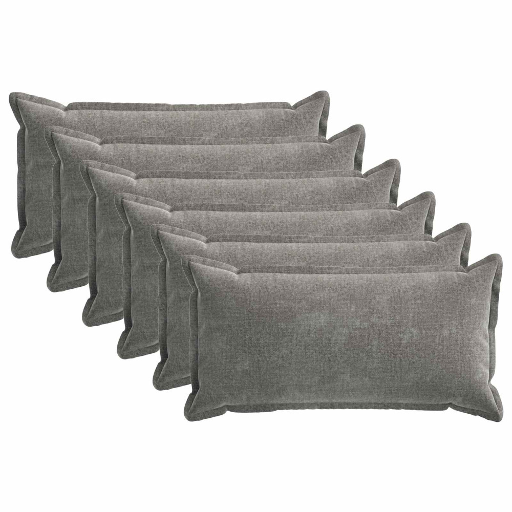 Produktbild för Kuddöverdrag 6 st HOUTEN Mörkgrå 40 x 70 cm Chenilletyg