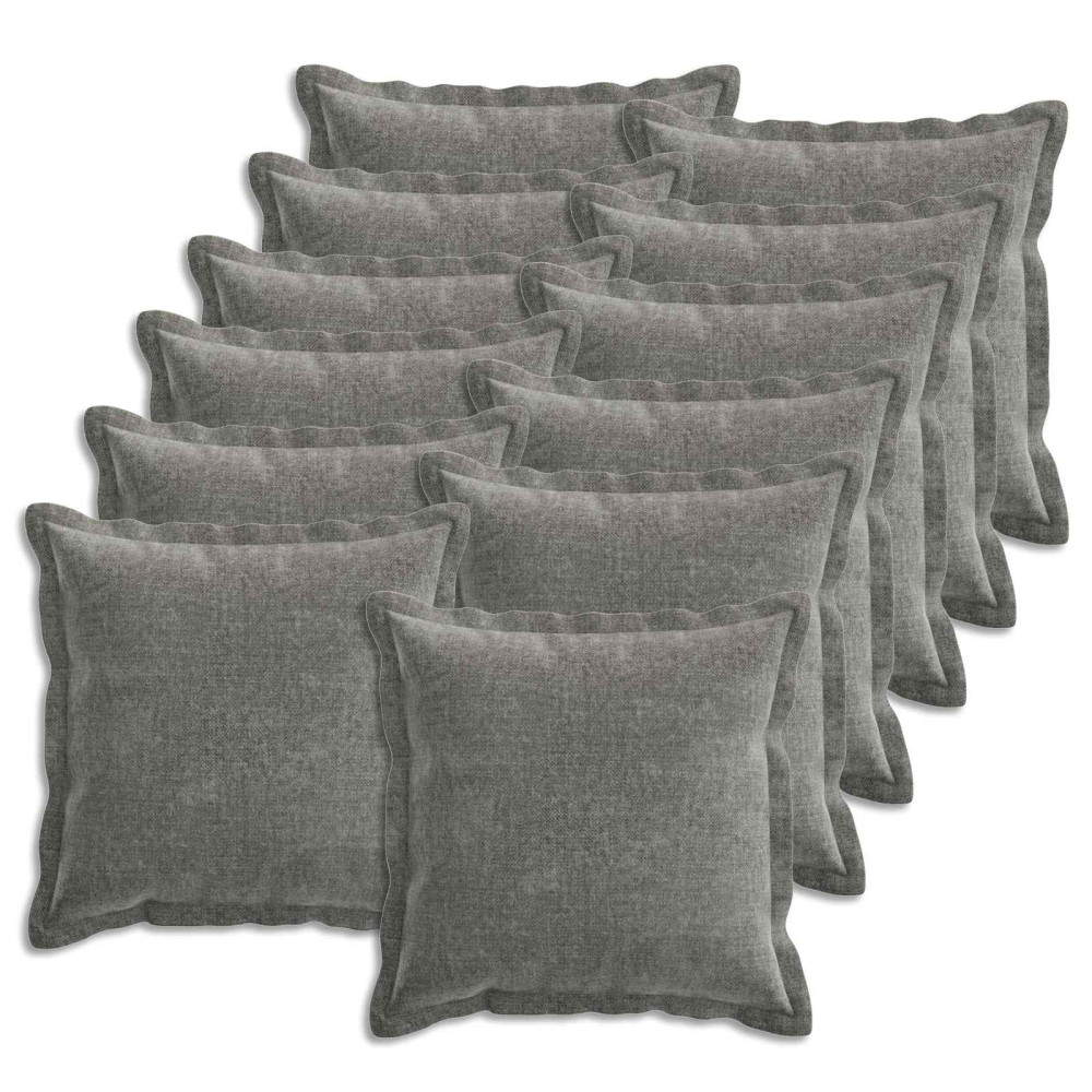 Produktbild för Kuddöverdrag 12 st HOUTEN Mörkgrå 45 x 45 cm Chenilletyg