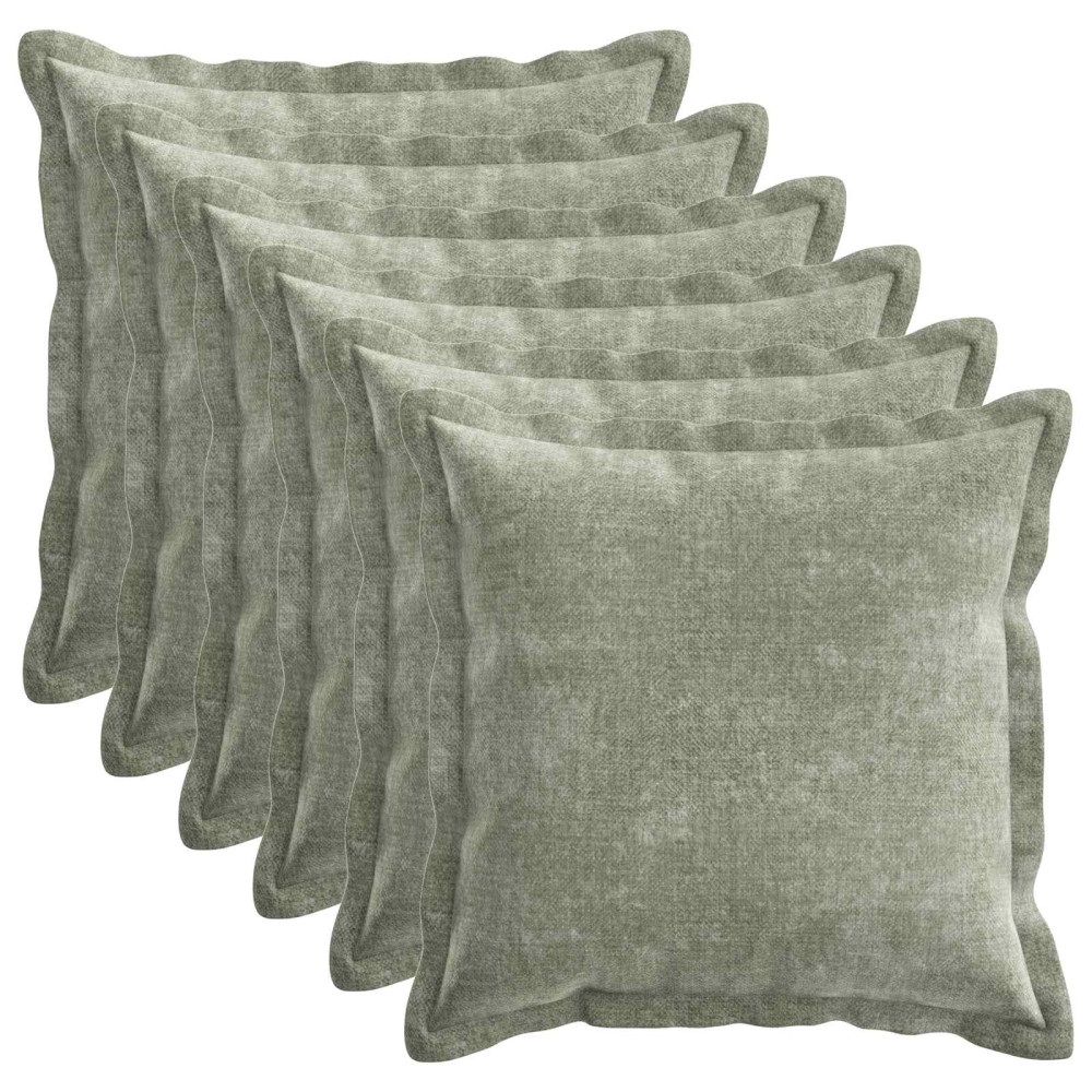 Produktbild för Kuddöverdrag 6 st HOUTEN Grön 45 x 45 cm Chenilletyg