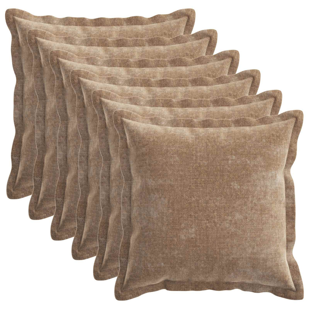 Produktbild för Kuddöverdrag 6 st HOUTEN Brun 45 x 45 cm Chenilletyg