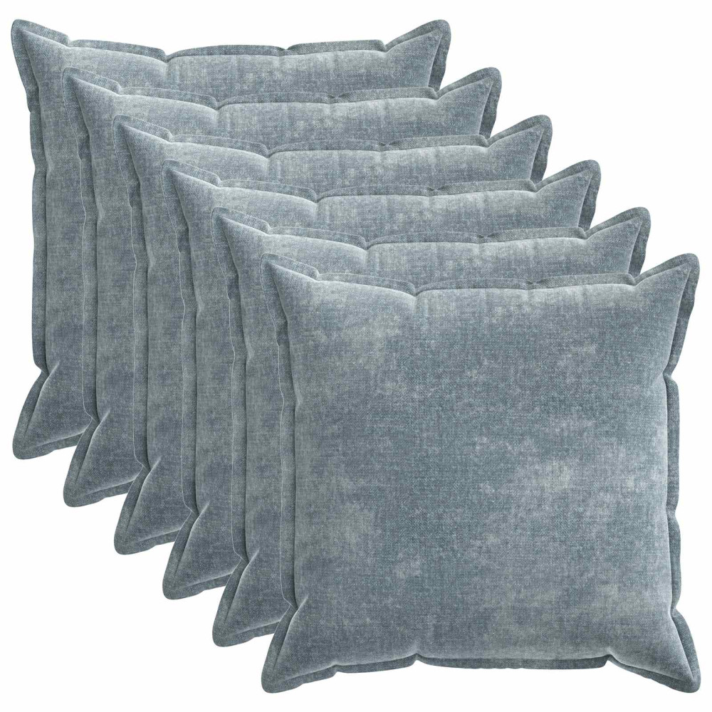 Produktbild för Kuddöverdrag 6 st HOUTEN Ljusblå 80 x 80 cm Chenilletyg