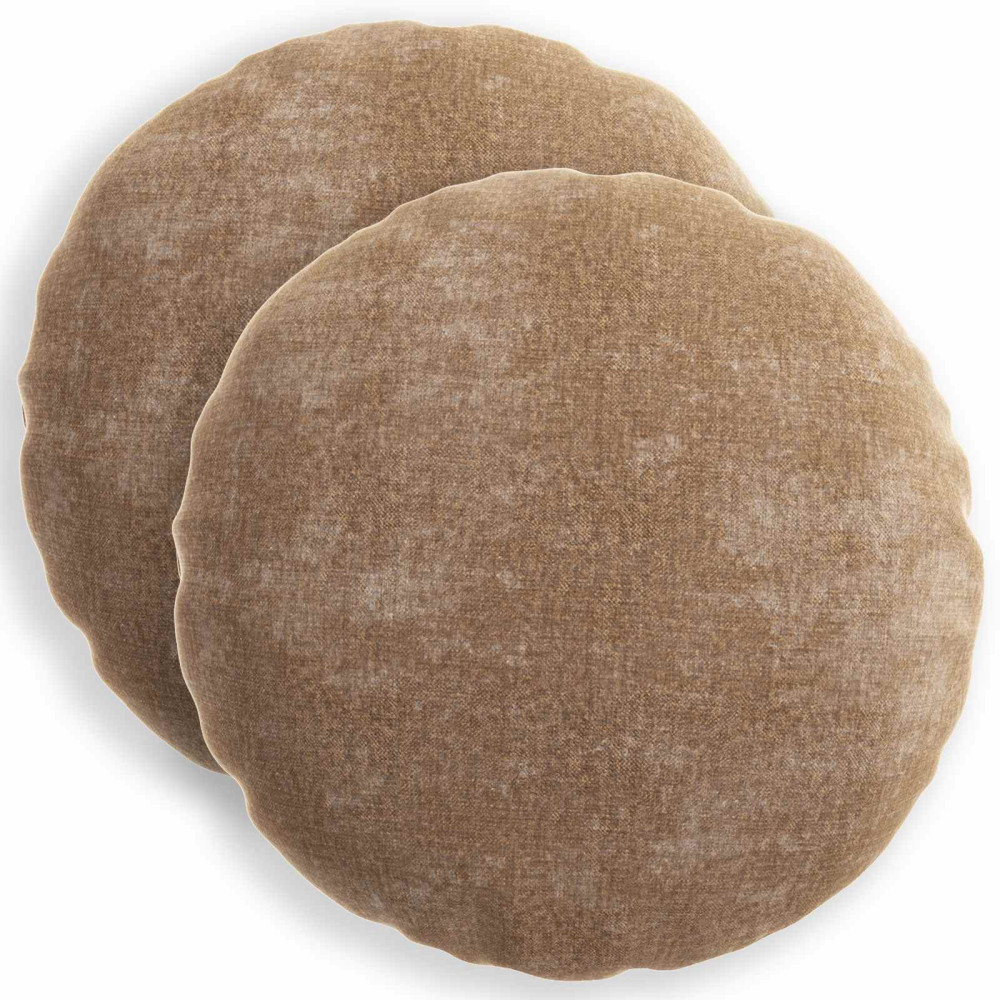Produktbild för Kuddöverdrag 2 st HEERLEN Brun Ø 40 cm Chenilletyg