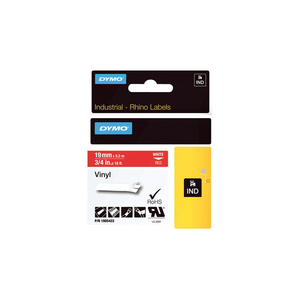Produktbild för DYMO Rhino Coloured Vinyl - tejp - 1 kassett(er) - Roll (1.9 cm x 5.5 m)