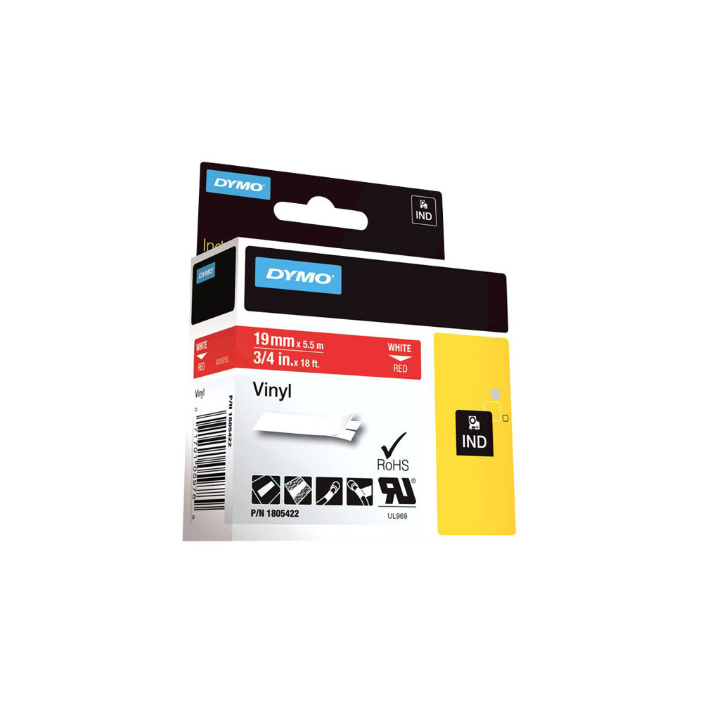Produktbild för DYMO Rhino Coloured Vinyl - tejp - 1 kassett(er) - Roll (1.9 cm x 5.5 m)