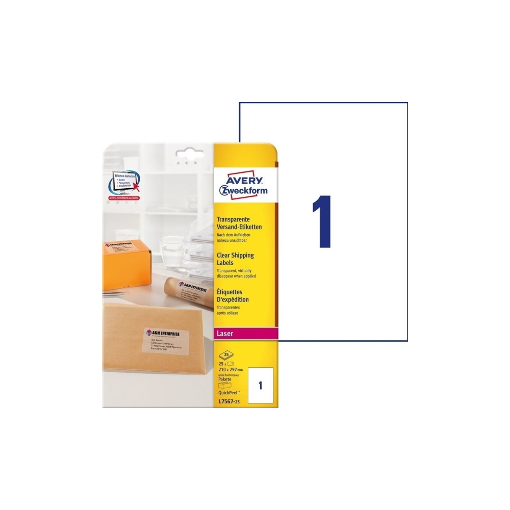 Produktbild för Avery - etiketter - 25 etikett (er) - A4