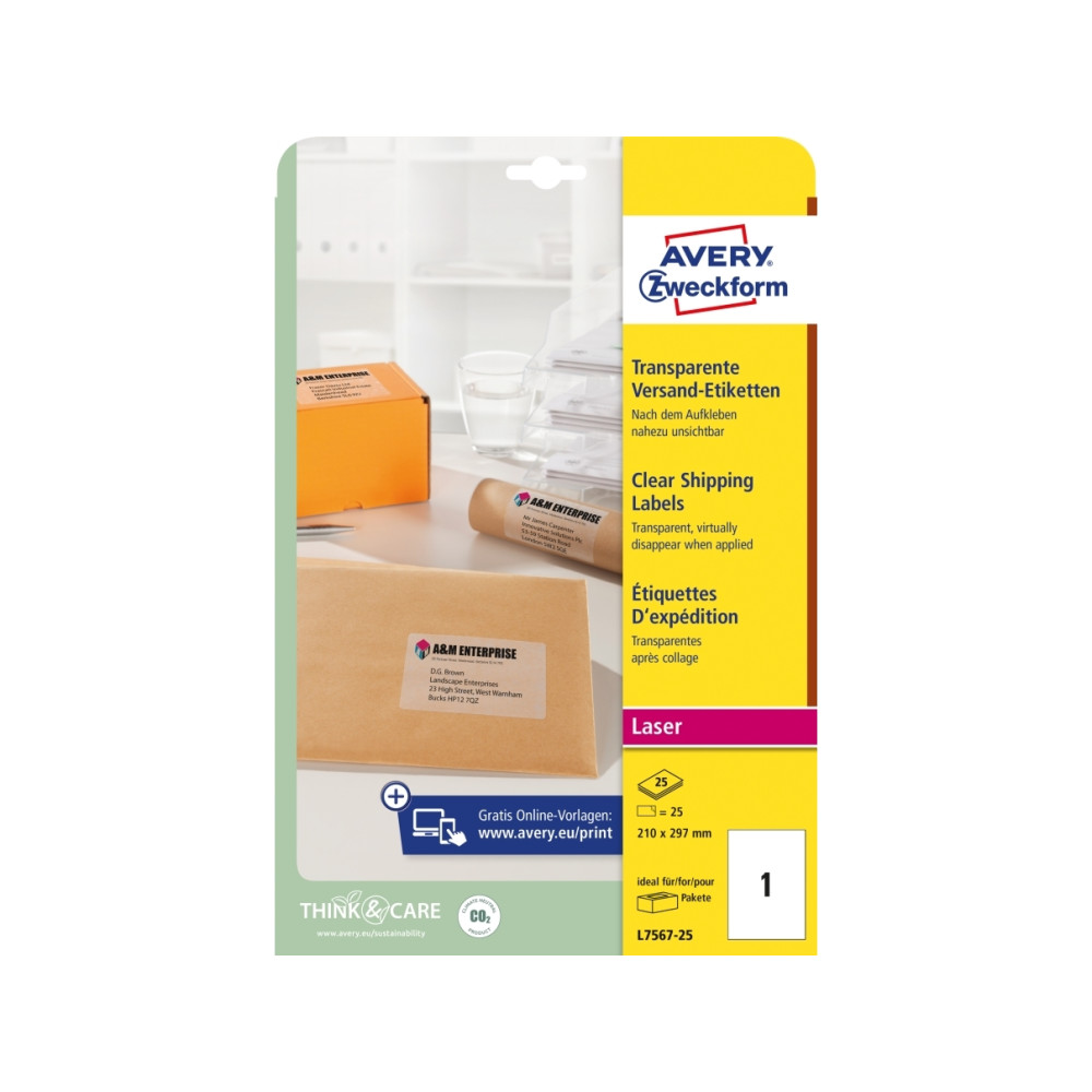 Produktbild för Avery - etiketter - 25 etikett (er) - A4