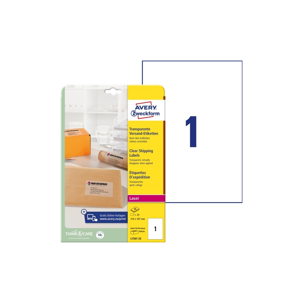 Produktbild för Avery - etiketter - 25 etikett (er) - A4