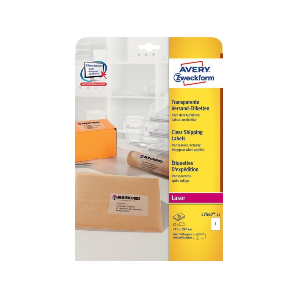Produktbild för Avery - etiketter - 25 etikett (er) - A4