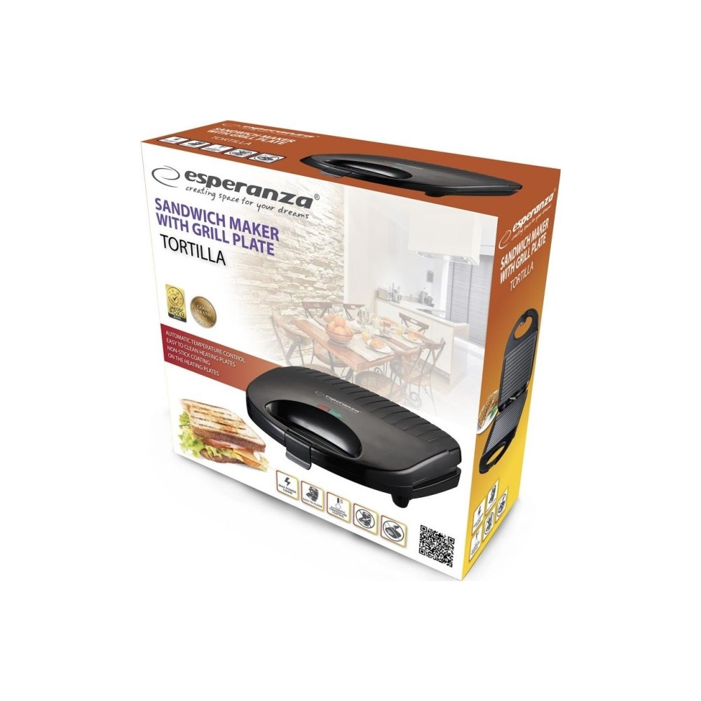 Produktbild för Esperanza TORTILLA - grill/smörgåsgrill