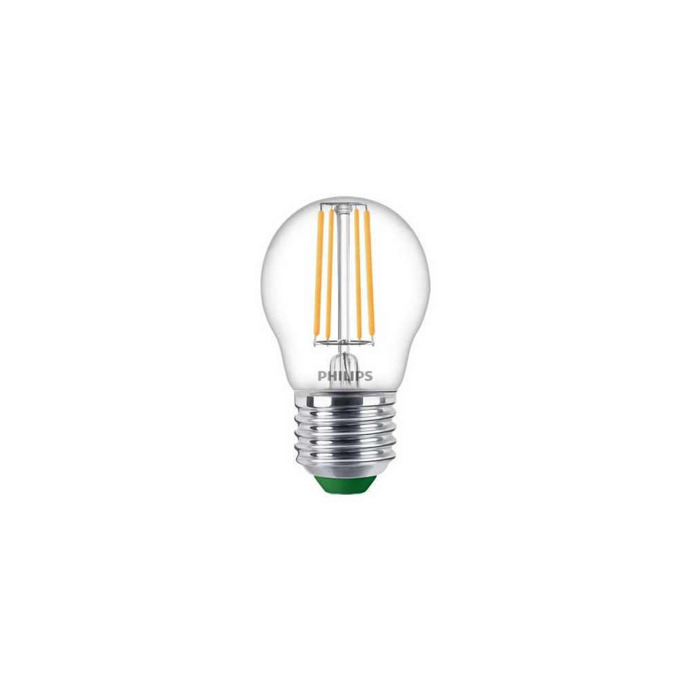 Produktbild för Philips Ultra-Efficient - LED-glödlampa med filament - form: P45 - klar finish - E27 - 3.8 W - varmt vitt ljus - 2700 K