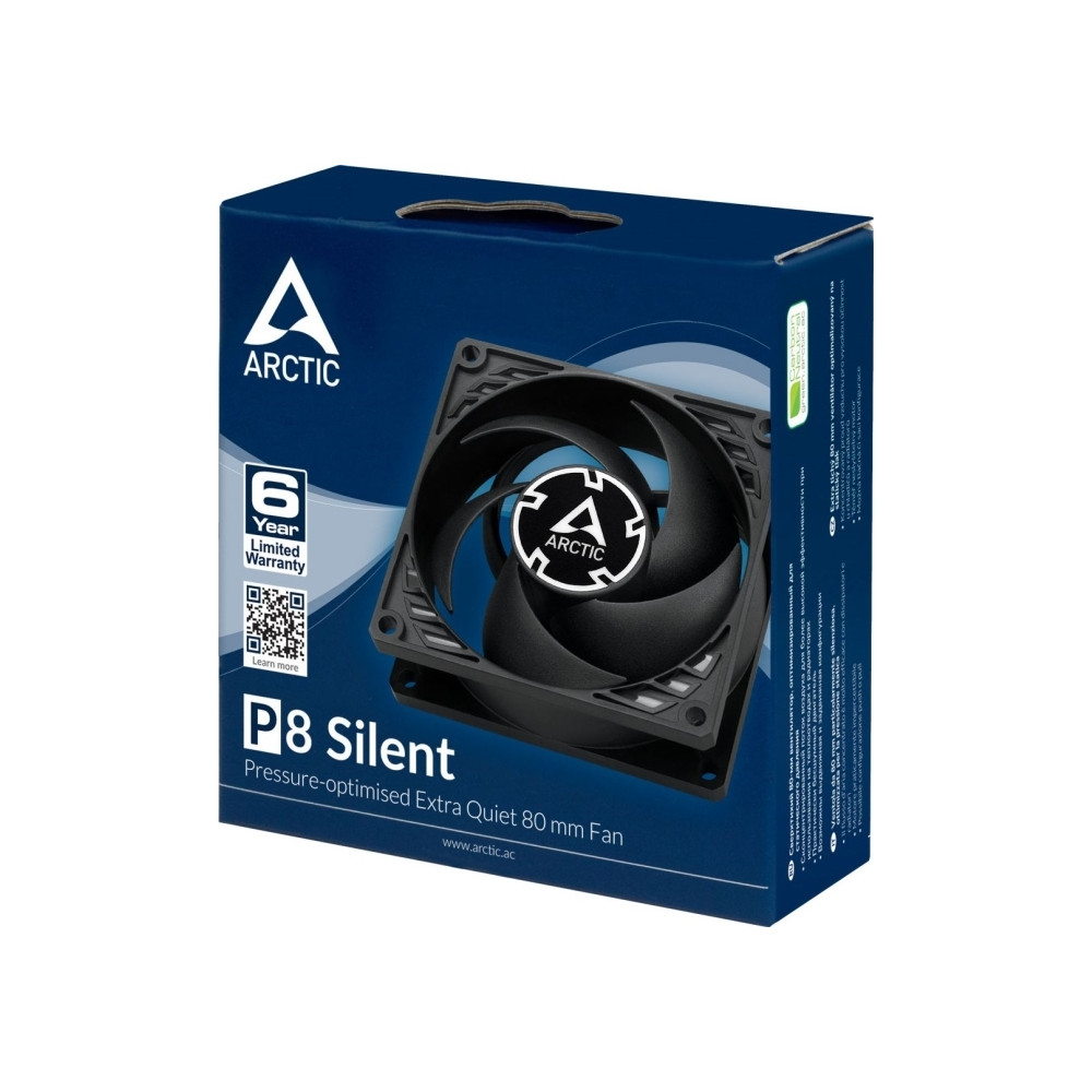Produktbild för ARCTIC P8 Silent, Fan, 8 cm, 1600 RPM, 0,08 sone, 15,6 cfm,...