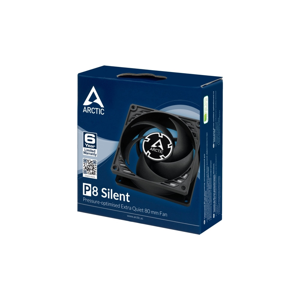 Produktbild för ARCTIC P8 Silent, Fan, 8 cm, 1600 RPM, 0,08 sone, 15,6 cfm,...