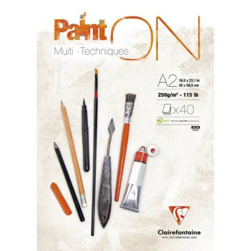 Clairefontaine Clairefontaine Paint-On block A2 250 g 40 ark vitt papper mu...