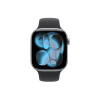 Produktbild för Apple Watch Series 11 (GPS) - rymdgrå aluminium - smart klocka med sportband - svart - 64 GB