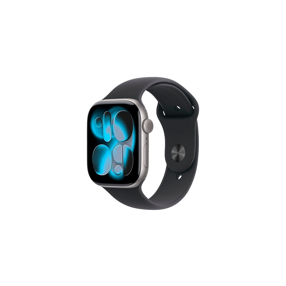 Produktbild för Apple Watch Series 11 (GPS) - rymdgrå aluminium - smart klocka med sportband - svart - 64 GB