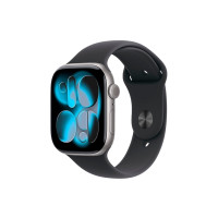 Produktbild för Apple Watch Series 11 (GPS) - rymdgrå aluminium - smart klocka med sportband - svart - 64 GB