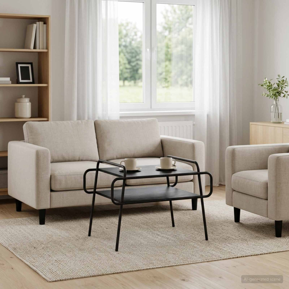 Produktbild för Kaffeebord Svart ek 70 x 50 x 51 cm Konstruerat trä