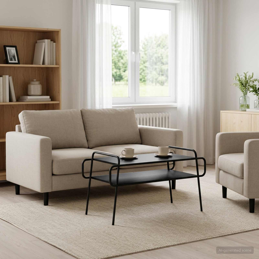 Produktbild för Kaffeebord Svart ek 100 x 50 x 51 cm Konstruerat trä