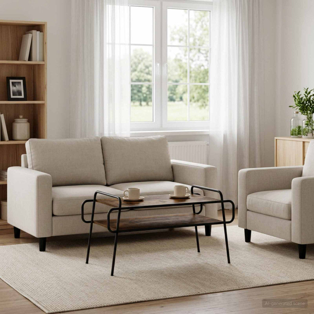 Produktbild för Kaffeebord Rökt ek 100 x 50 x 51 cm Konstruerat trä