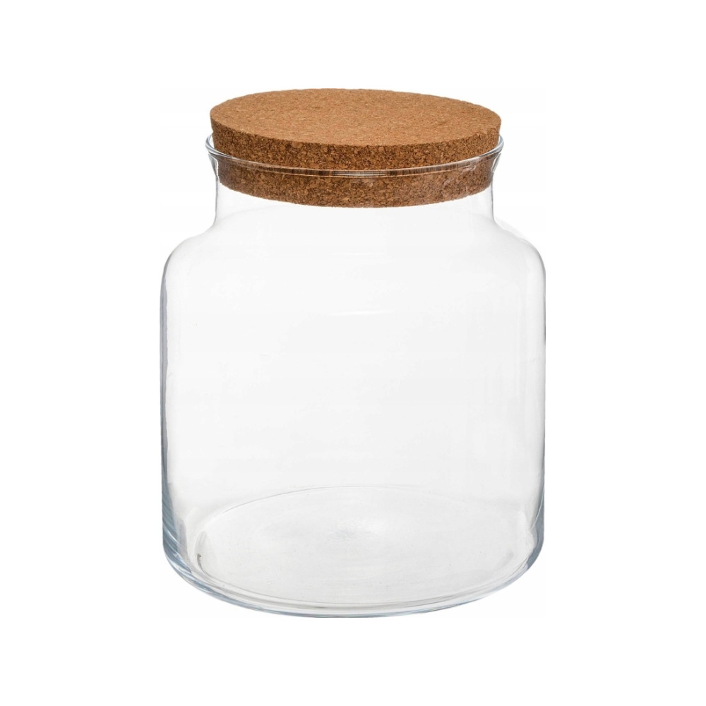 Produktbild för Atmosphera glasvas med kork till kvistar i burk, höjd 21,5 c...
