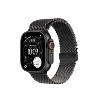 Produktbild för Apple Watch Ultra 3 - svart titan - Ja smart klocka med milanesisk loop - svart - 64 GB