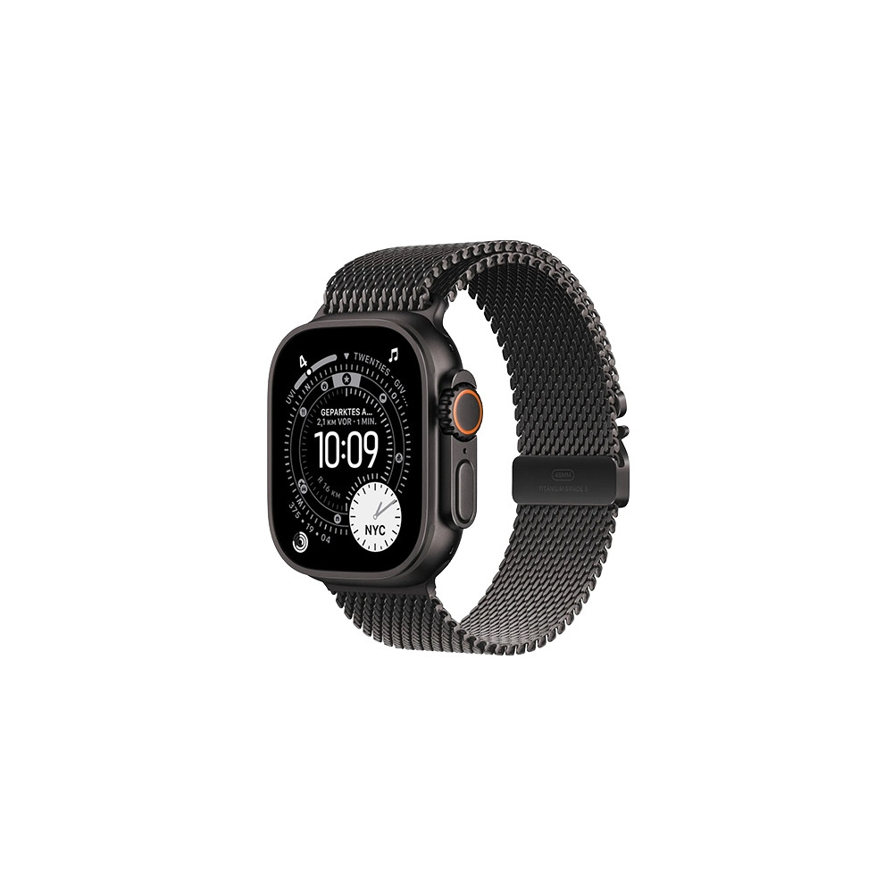 Produktbild för Apple Watch Ultra 3 - svart titan - Ja smart klocka med milanesisk loop - svart - 64 GB