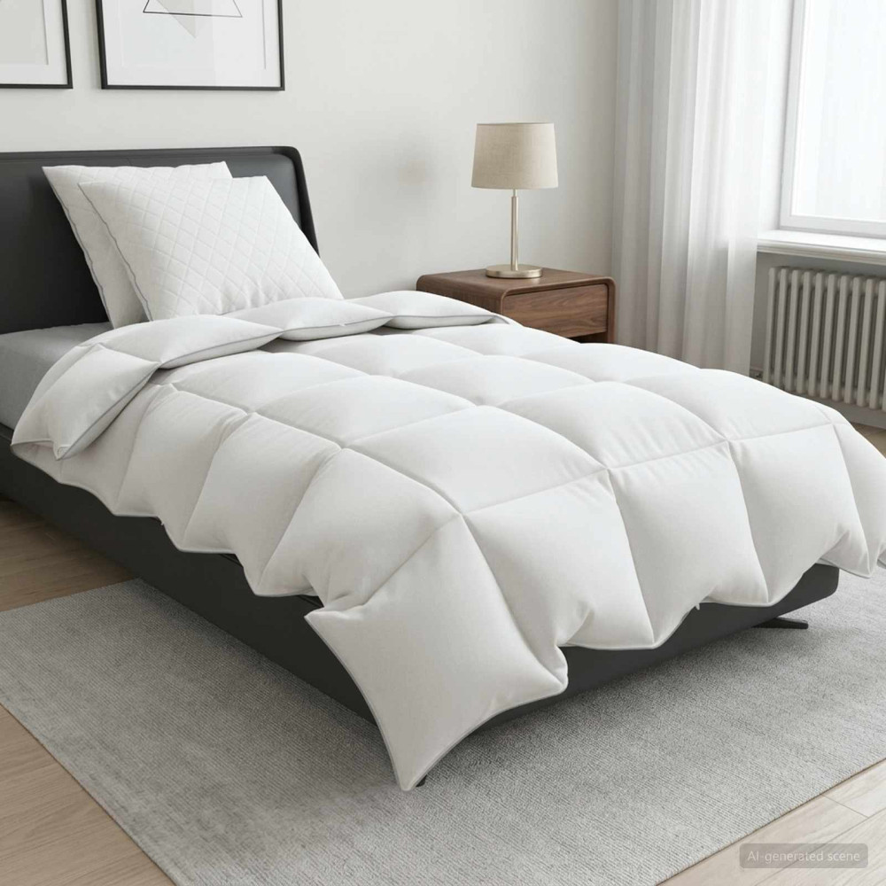 Produktbild för 90% Gåsdun Täcke Set FULDA 3 st 155 x 220 cm Alla årstider Vit