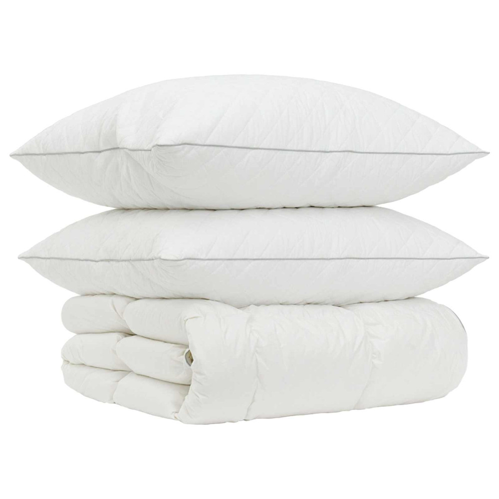 Produktbild för 90% Gåsdun Täcke Set FULDA 3 st 200 x 200 cm Vinter 300 GSM Vit