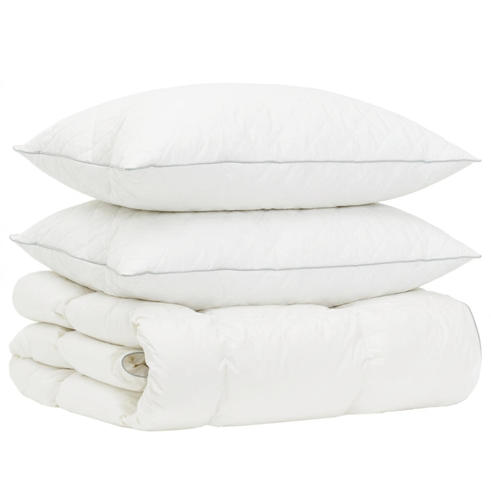 Produktbild för 90% Gåsdun Täcke Set FULDA 3 st 135 x 220 cm Vinter 300 GSM Vit