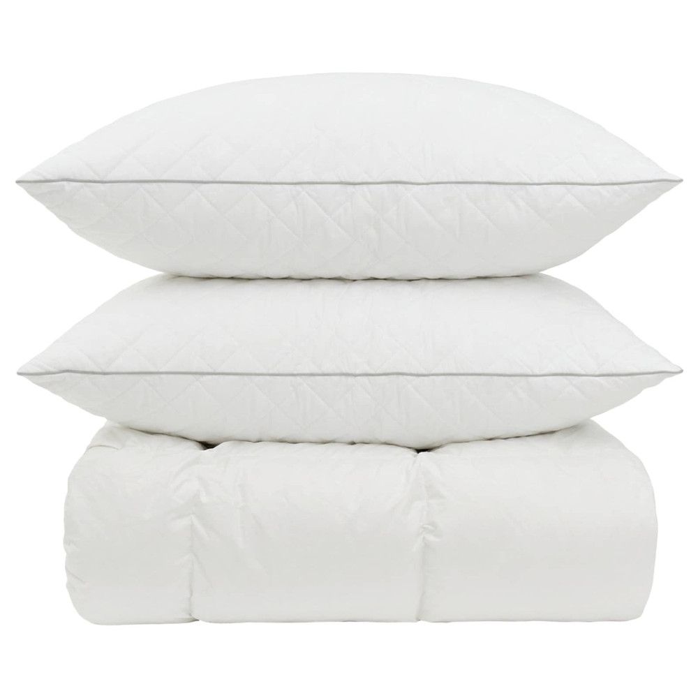 Produktbild för 90% Gåsdun Täcke Set FULDA 3 st 135 x 220 cm Vinter 300 GSM Vit