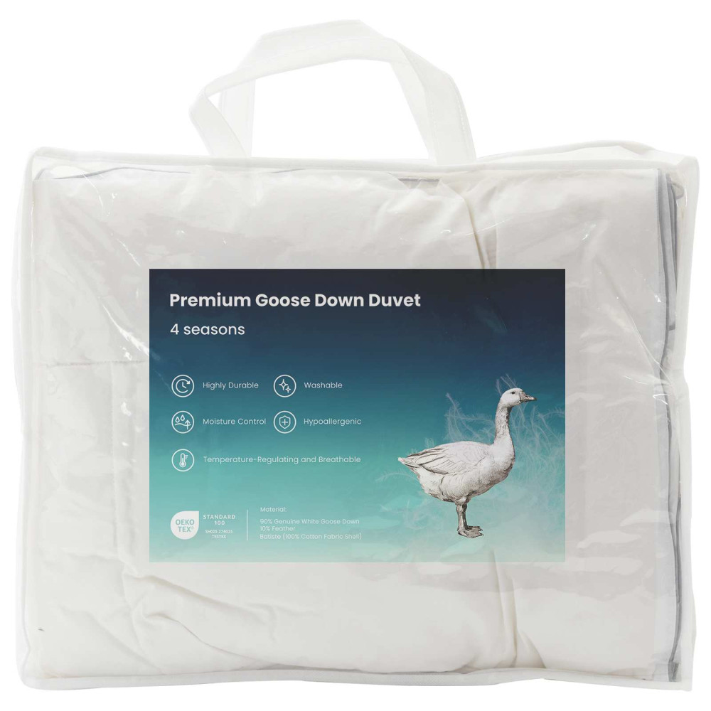 Produktbild för 90% Gåsdun Täcke Set FULDA 3 st 200 x 220 cm Alla årstider Vit