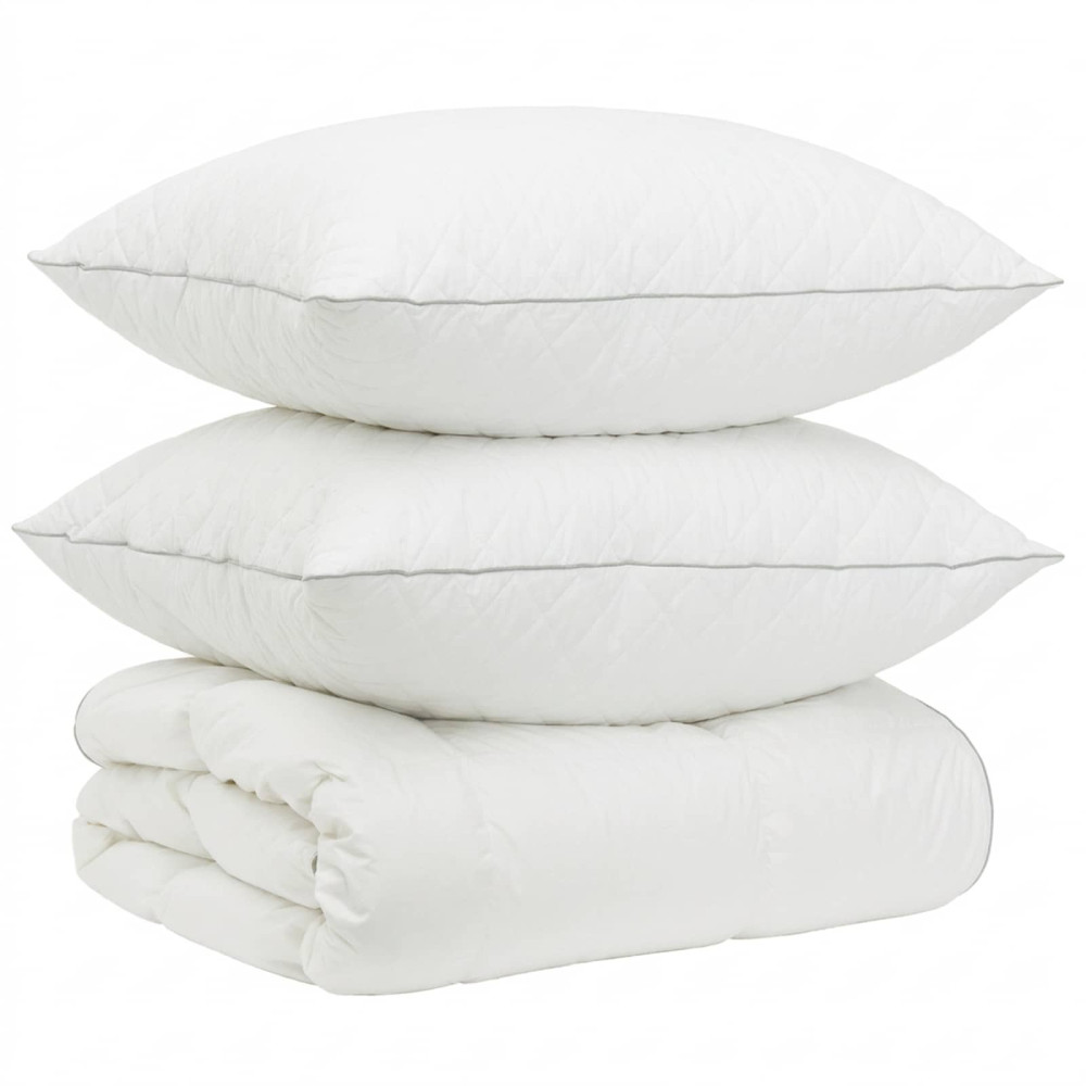 Produktbild för 90% Gåsdun Täcke Set FULDA 3 st 220 x 260 cm Alla årstider Vit
