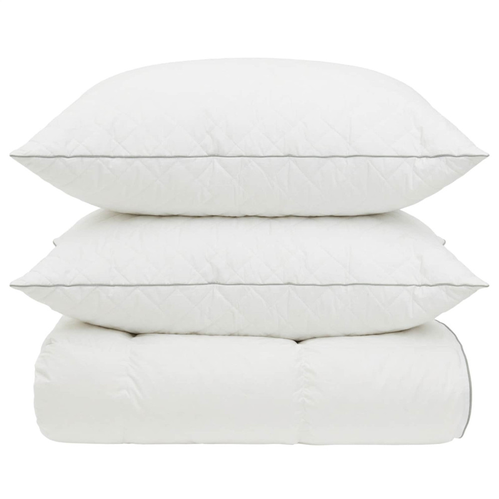 Produktbild för 90% Gåsdun Täcke Set FULDA 3 st 240 x 260 cm Alla årstider Vit