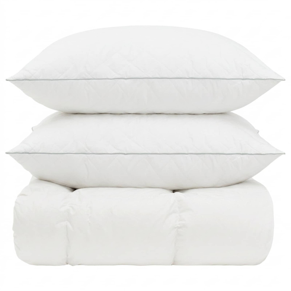 Produktbild för 90% Gåsdun Täcke Set FULDA 3 st 240 x 260 cm Alla årstider Vit