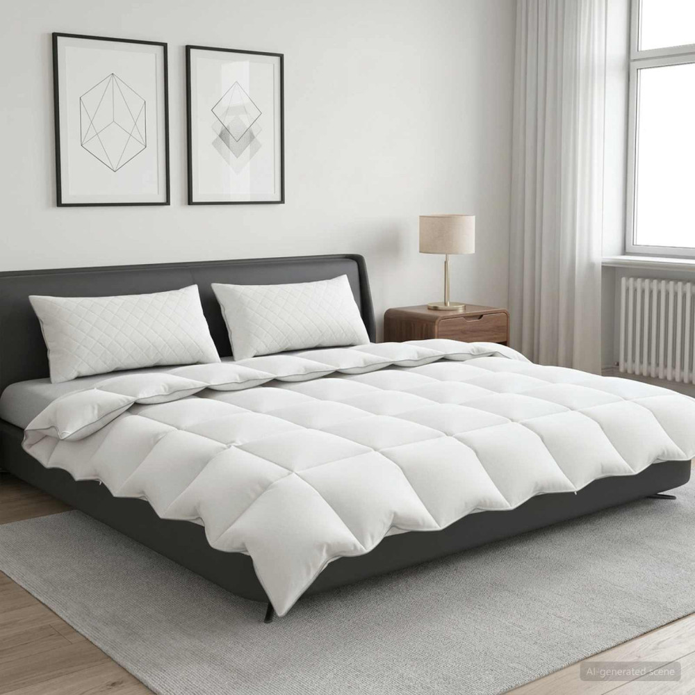 Produktbild för Duntäcke FULDA 200 x 240 cm 4 årstider 210 GSM 90% Gåsdun Vit