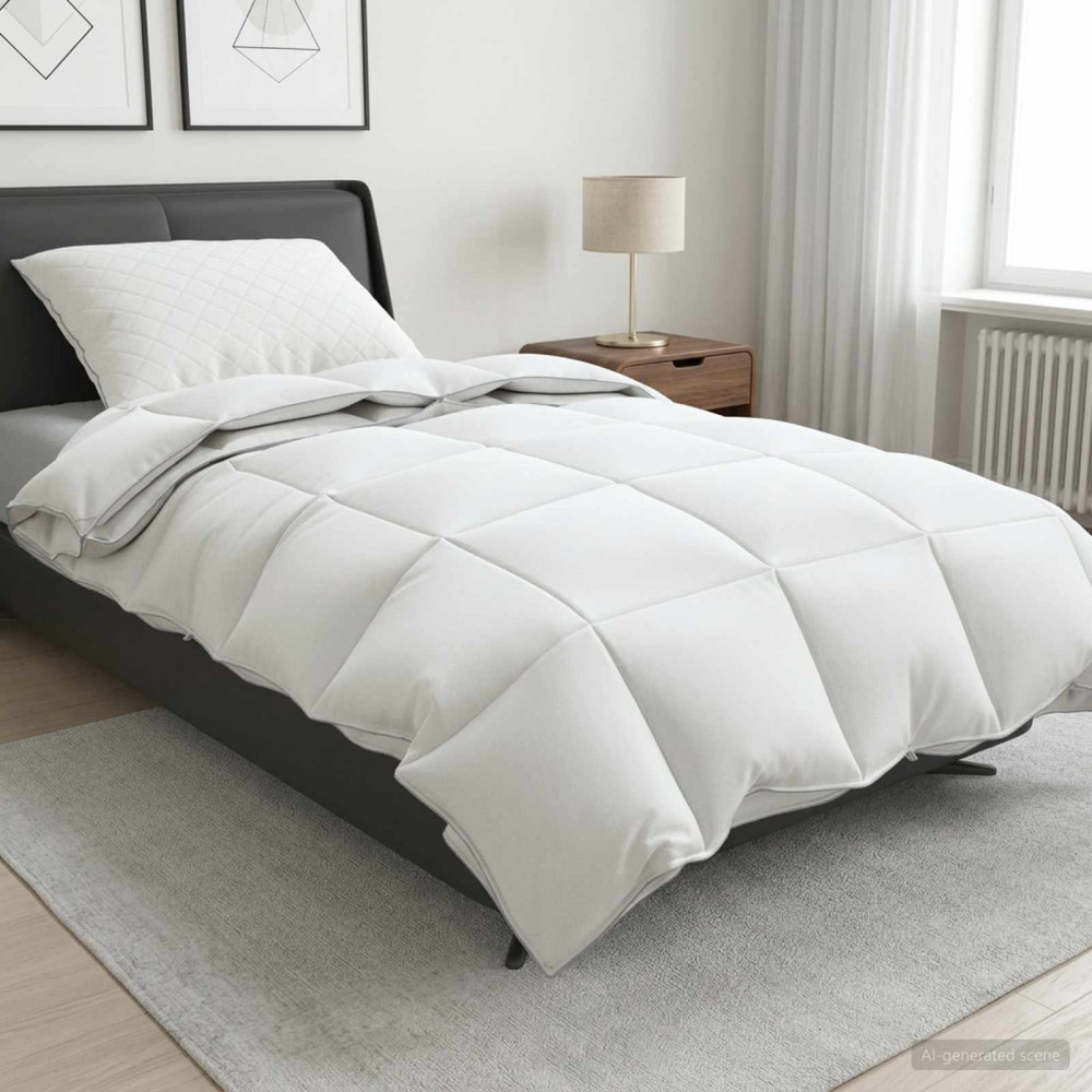 Produktbild för Duntäcke FULDA 155 x 220 cm 4 årstider 310 GSM 90% Gåsdun Vit