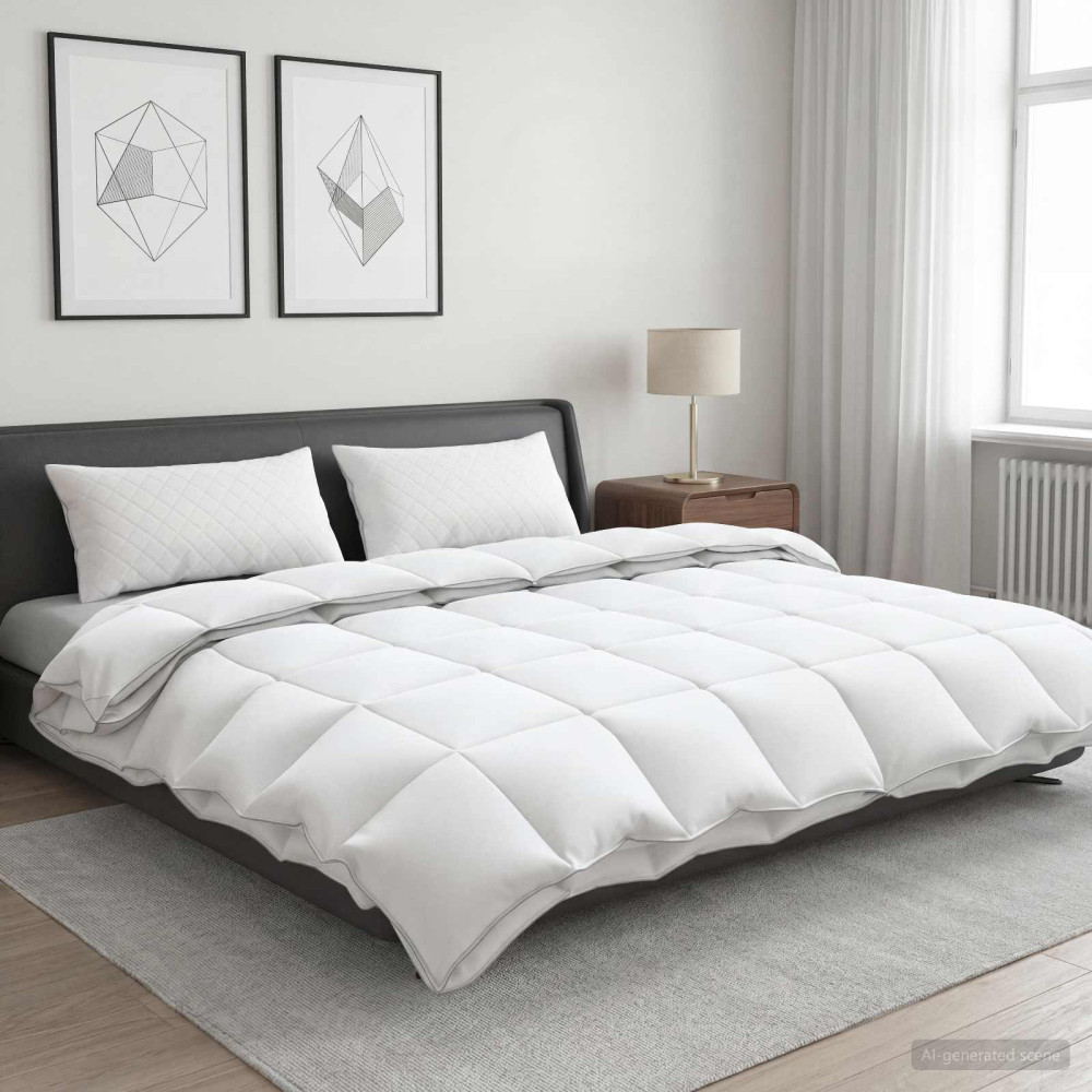 Produktbild för Duntäcke FULDA 240 x 260 cm 4 årstider 310 GSM 90% Gåsdun Vit
