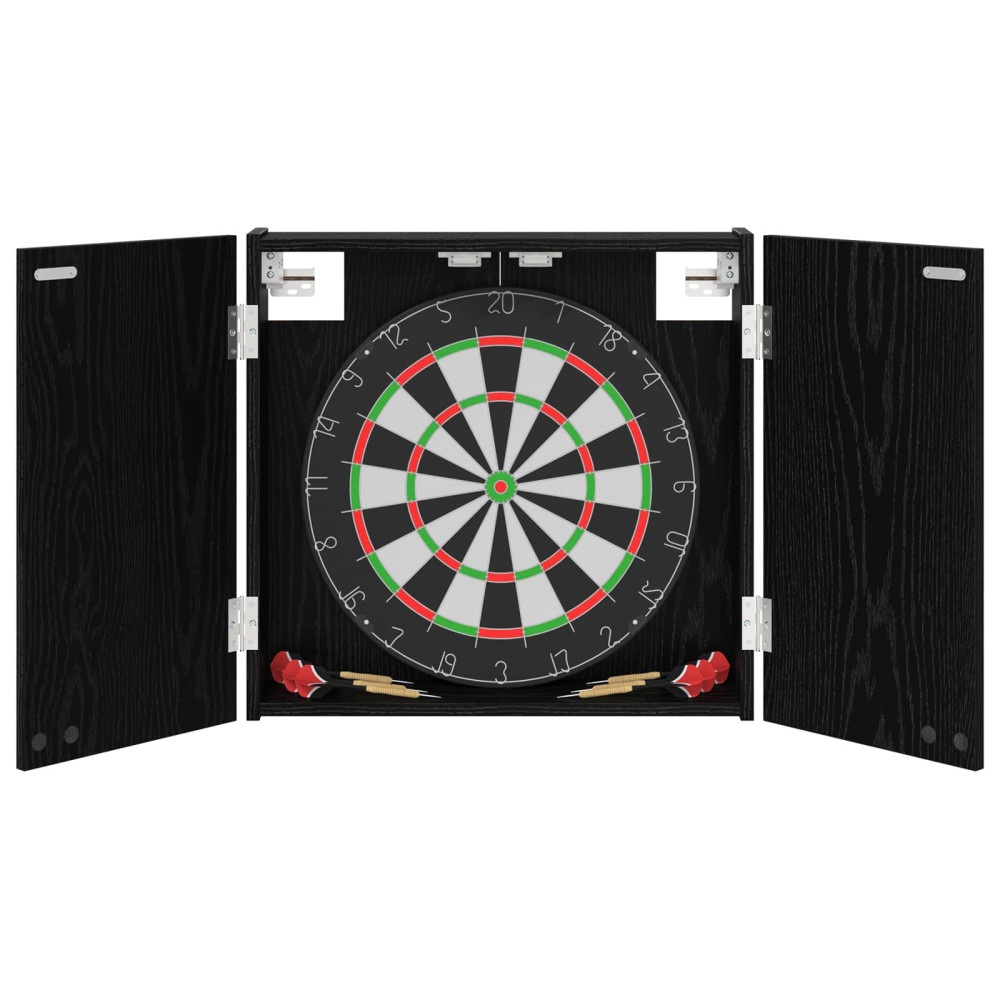 Produktbild för Darttavla Skåp Svart ek 56 x 12 x 53,5 cm Konstruerat trä