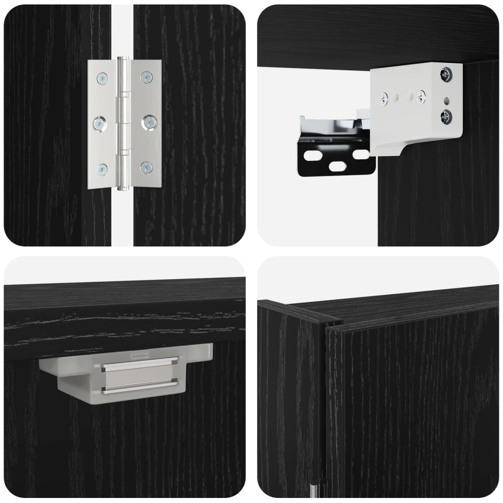 Produktbild för Darttavla Skåp Svart ek 56 x 12 x 53,5 cm Konstruerat trä