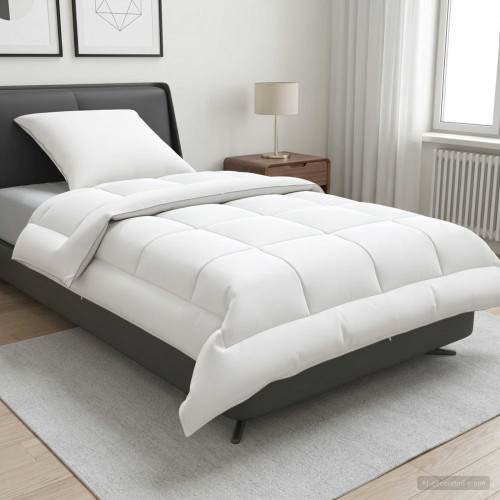 vidaXL Täcke och kudde set 2 st 135x200 cm Sommar 140 GSM Ull Vit