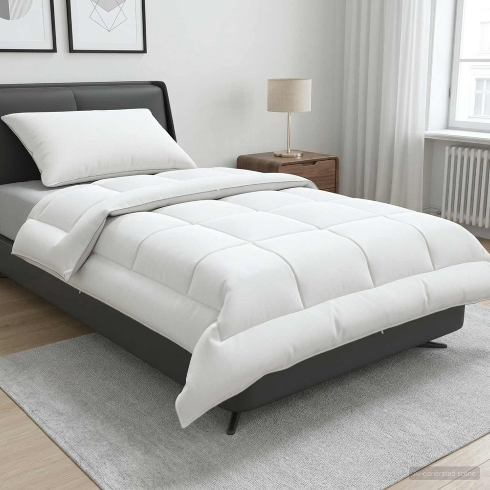 Produktbild för Täcke och kudde set 2 st 150x200 cm Sommar 140 GSM Ull Vit