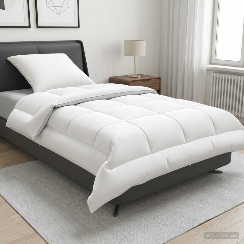 Produktbild för Täcke och kudde set 2 st 150x200 cm Sommar 140 GSM Ull Vit