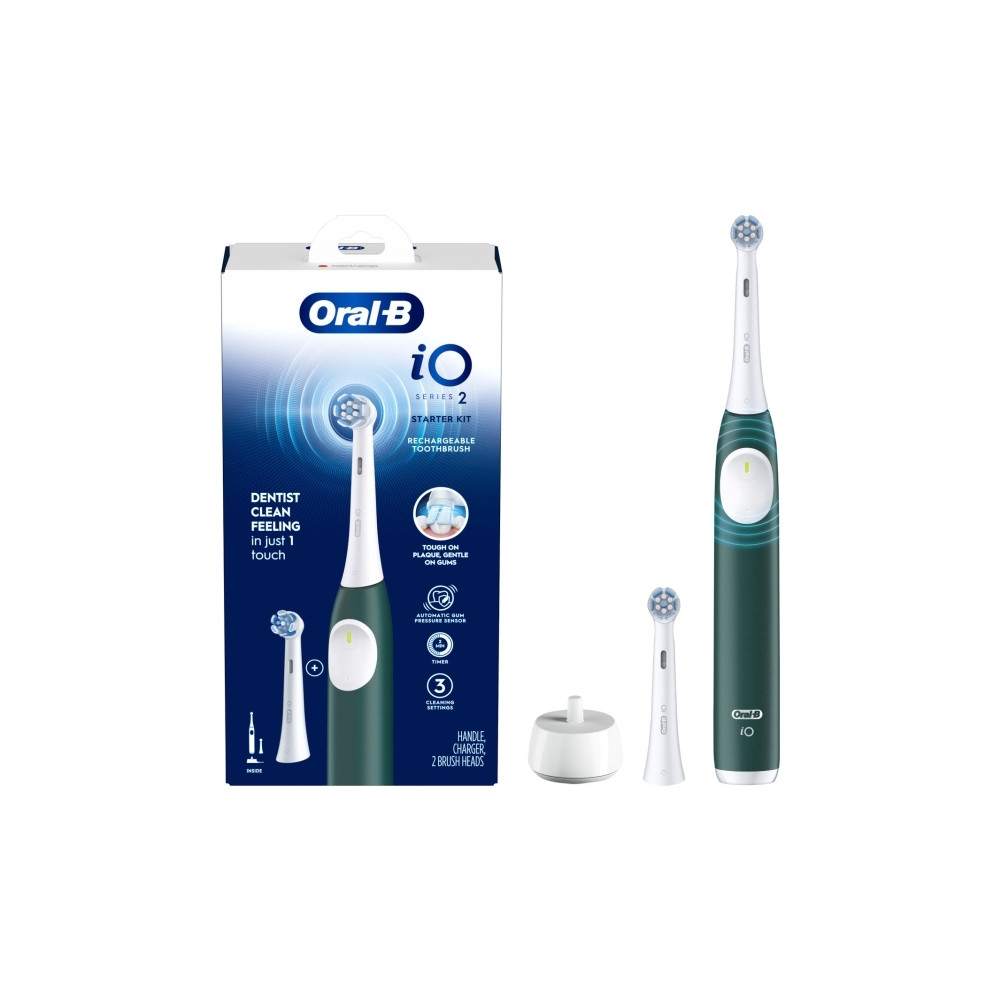 Produktbild för Braun Oral-B iO Series 2 med resväska Forest Green eltandbor...